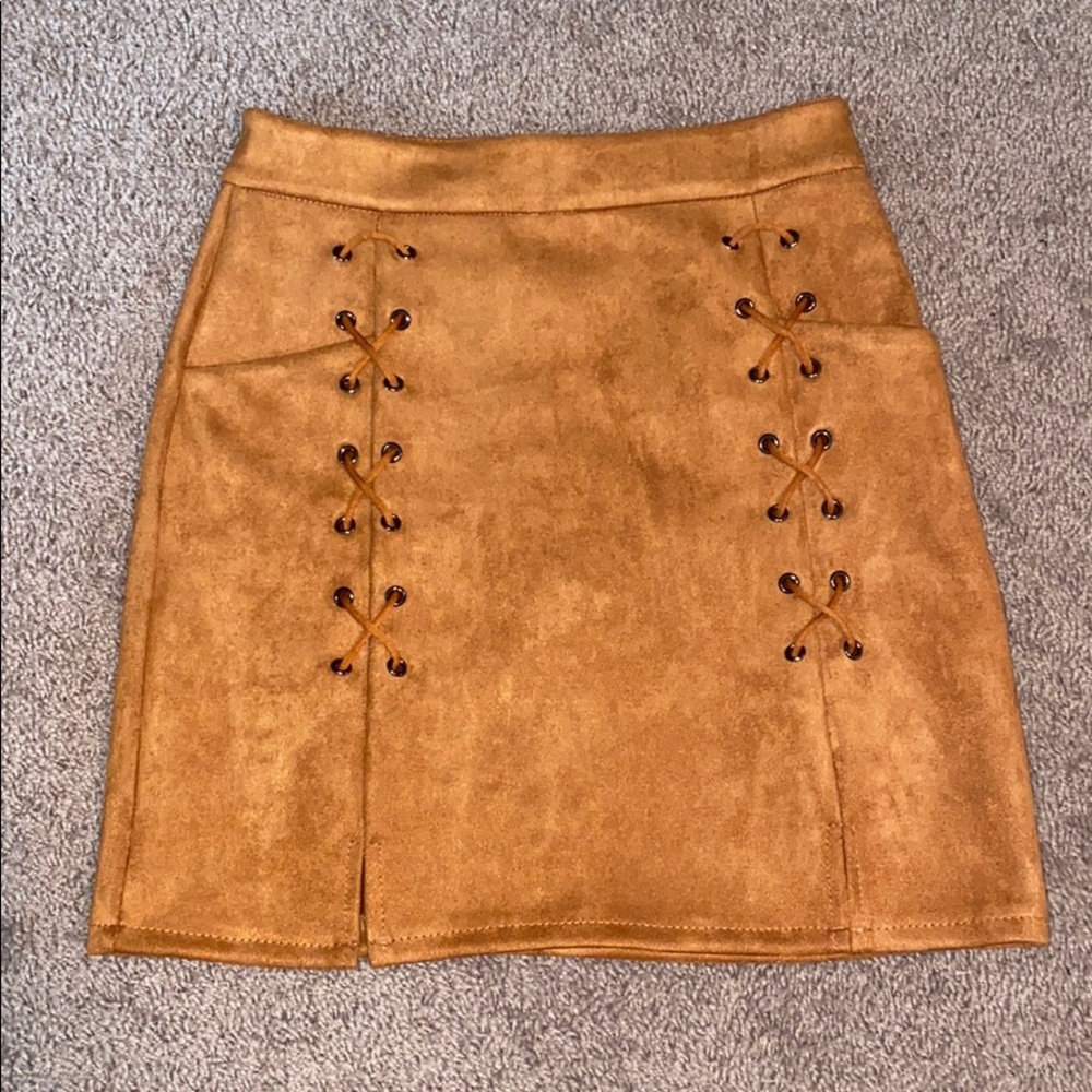 Orange Highwaisted Laced up Suede Skirt ❕❗️